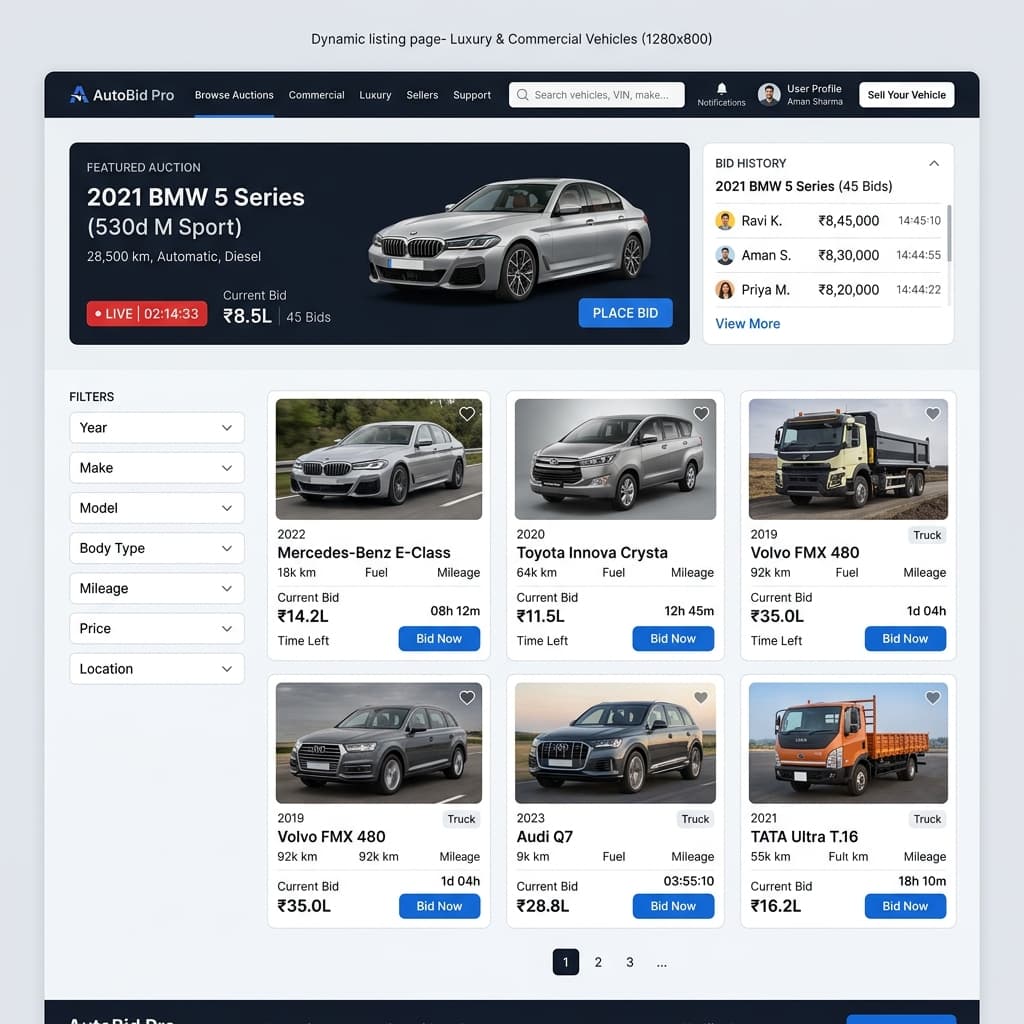 Screenshot of Torqued: Vehicle Auction & Shipping Platform
