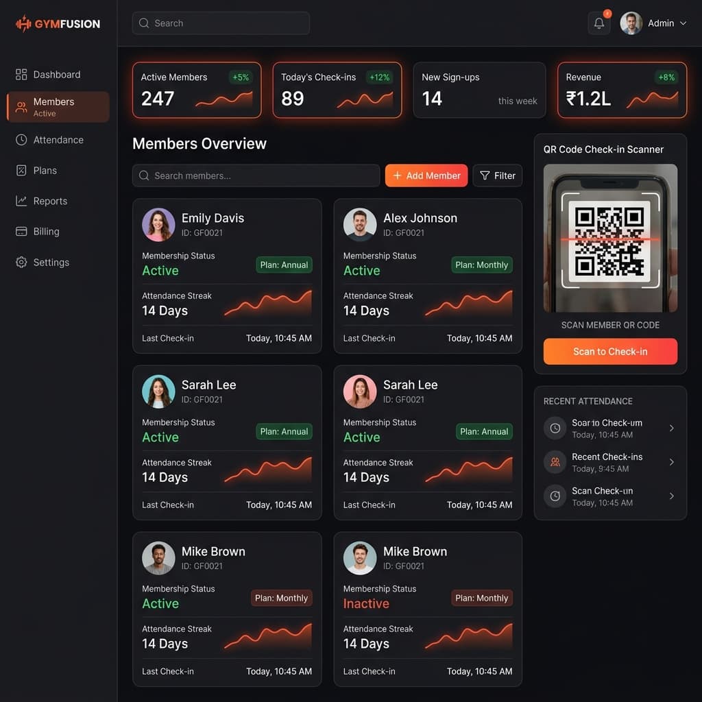 Screenshot of BurnFit: Gym Membership & QR Attendance System