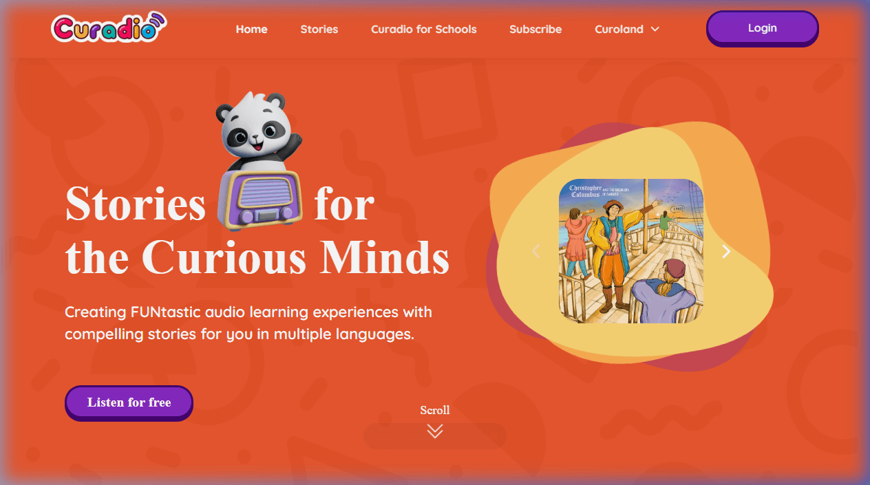 Screenshot of Curadio: Audio Learning Platform for Kids