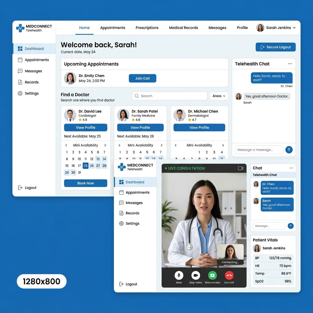 Screenshot of Doctor-Patient Telehealth & Consultation System