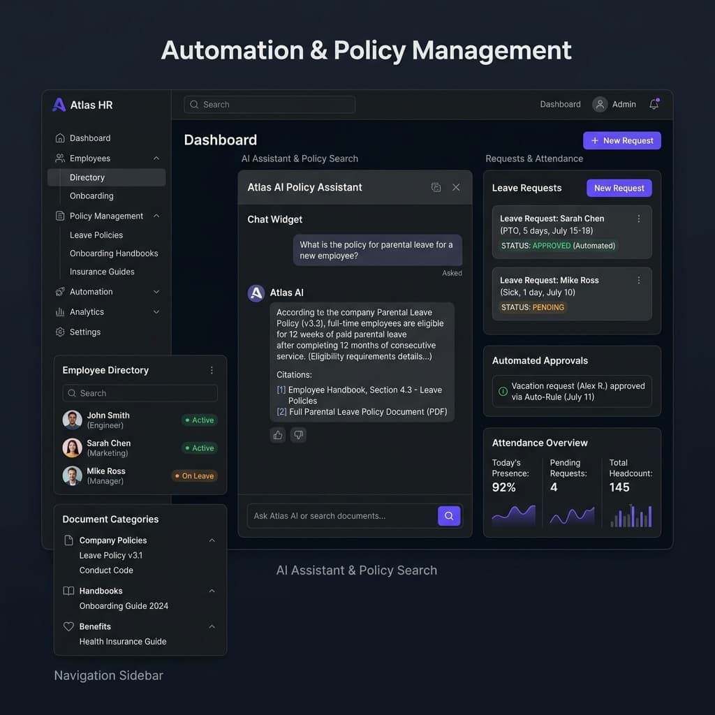 Screenshot of HR Automation & AI Policy Search Platform