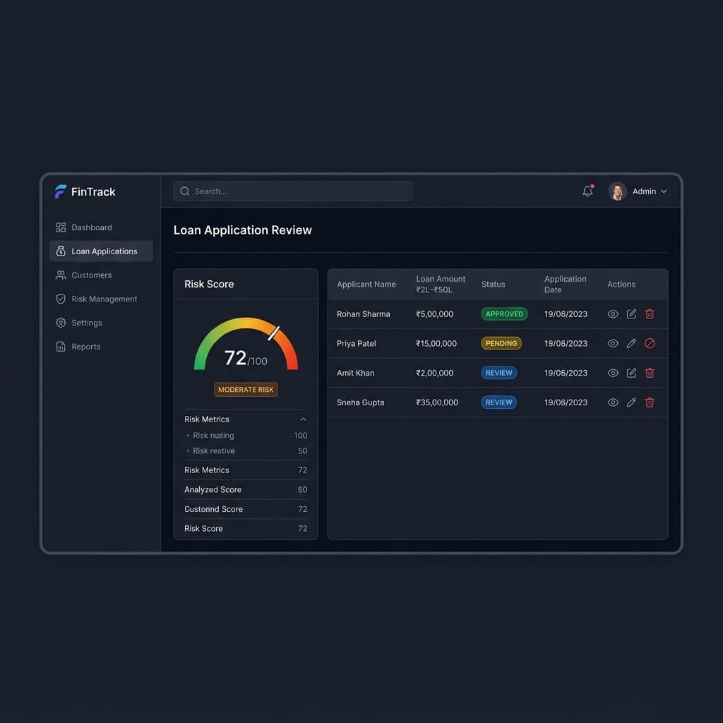 Screenshot of Leading NBFC Loan Automation & Risk Scoring